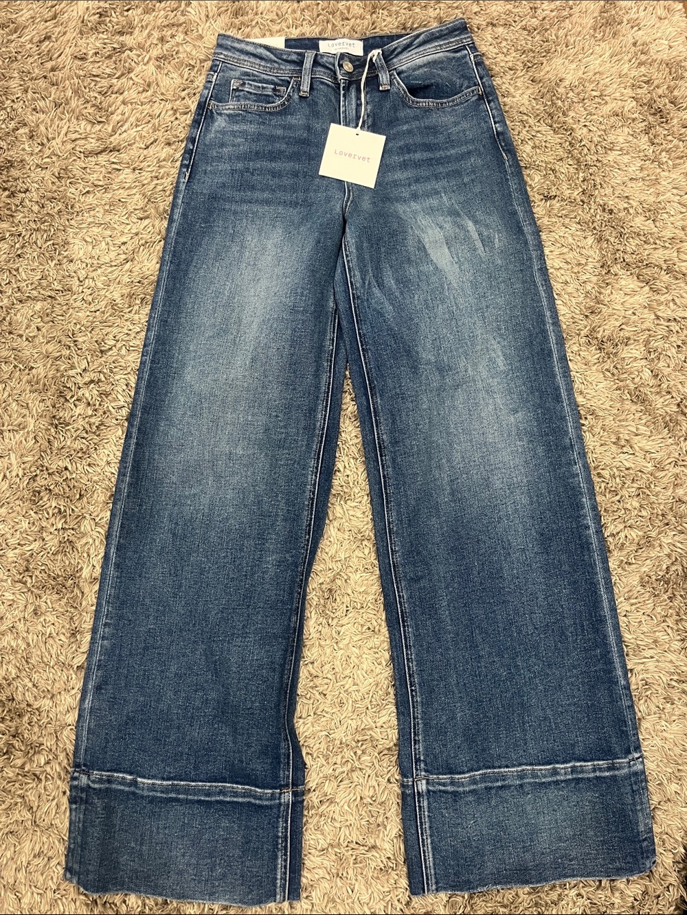 Lovervet Wide Leg High-Rise Jeans in Dark Blue